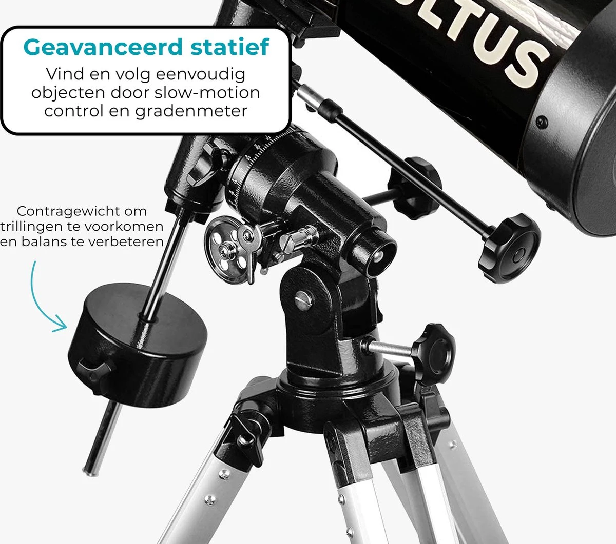Vultus Telescoop - 500x Vergroting - Sterrenkijker Volwassenen / Gevorderden - Inclusief Statief En Maanfilter - Vultus - 1000114EQ 7 Vultus Telescoop - 500x Vergroting - Sterrenkijker Volwassenen / Gevorderden - Inclusief Statief En Maanfilter - Vultus - 1000114EQ - Afbeelding 5