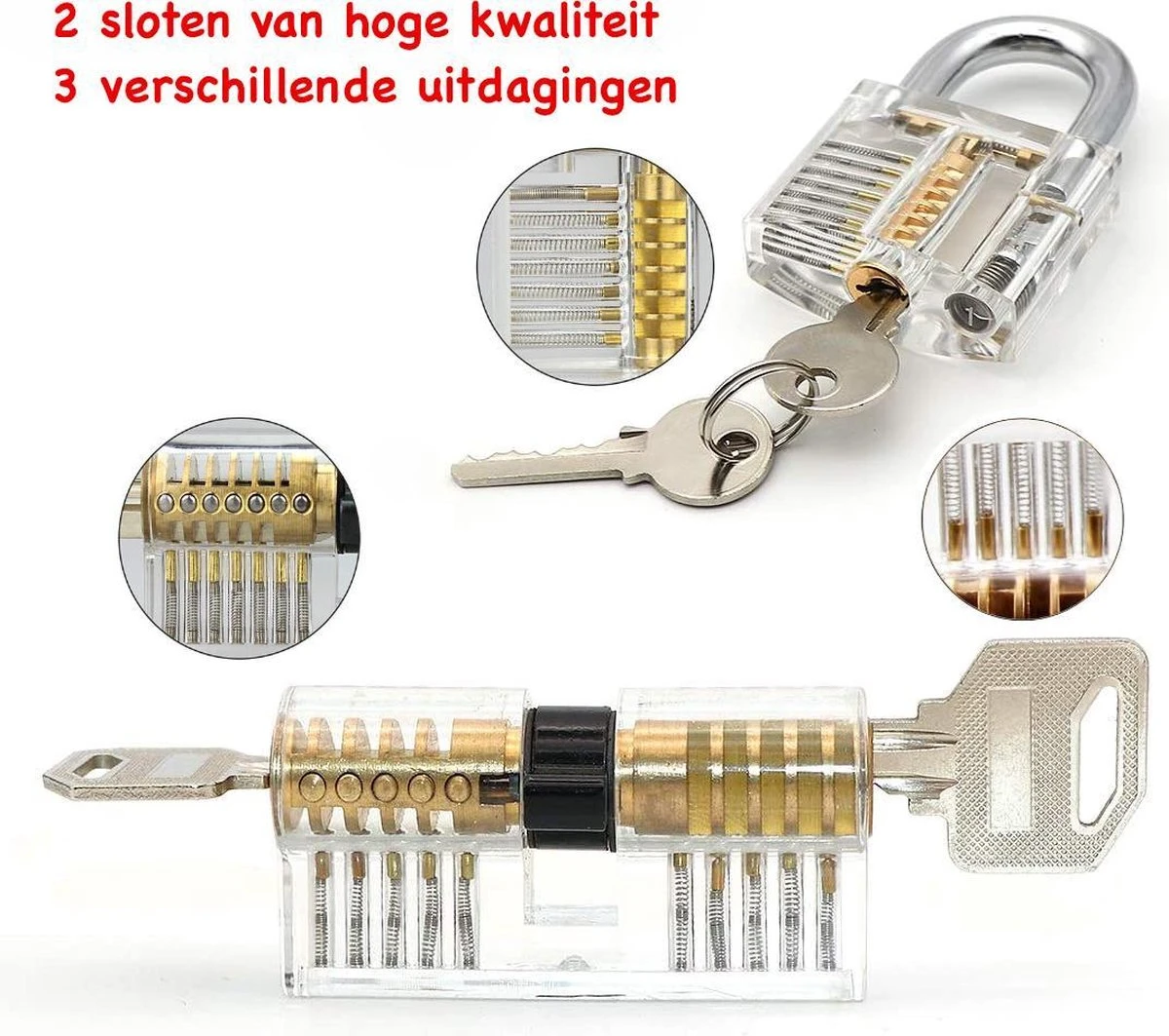 Merkloos 34 Delige Lockpick Set Voor Beginners En Gevorderden Met 2x Oefenslot Een Opberghoes En Opberg Doosjes - Lockpicking Set - Survival Kit - Gereedschapset - Doorzichtig Slot Transparant - Slotenmaker 11 Merkloos 34 Delige Lockpick Set Voor Beginners En Gevorderden Met 2x Oefenslot Een Opberghoes En Opberg Doosjes - Lockpicking Set - Survival Kit - Gereedschapset - Doorzichtig Slot Transparant - Slotenmaker - Afbeelding 9