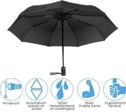 HK-Goodies- Automatische Stormparaplu - Paraplu - Automatisch, Opvouwbaar & Windproof Tot 100km P/u - Inclusief Beschermhoes - Ø 95 Cm - Extra Sterk - Dubbele Laag - Zwart -Bol 1200x1066 2