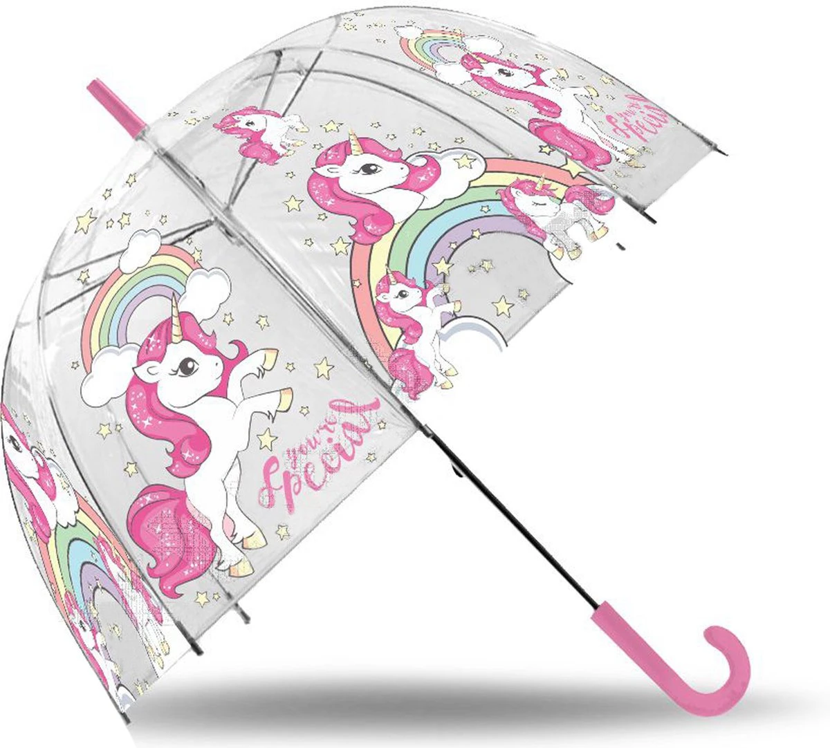 Merkloos Kinderparaplu Unicorn - Transparant 5 Merkloos Kinderparaplu Unicorn - Transparant - Afbeelding 3