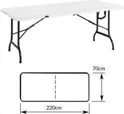 Casaria Tuintafel Opvouwbaar – Met Draaggreep 220x70 Cm – Wit -Bol 1200x1101