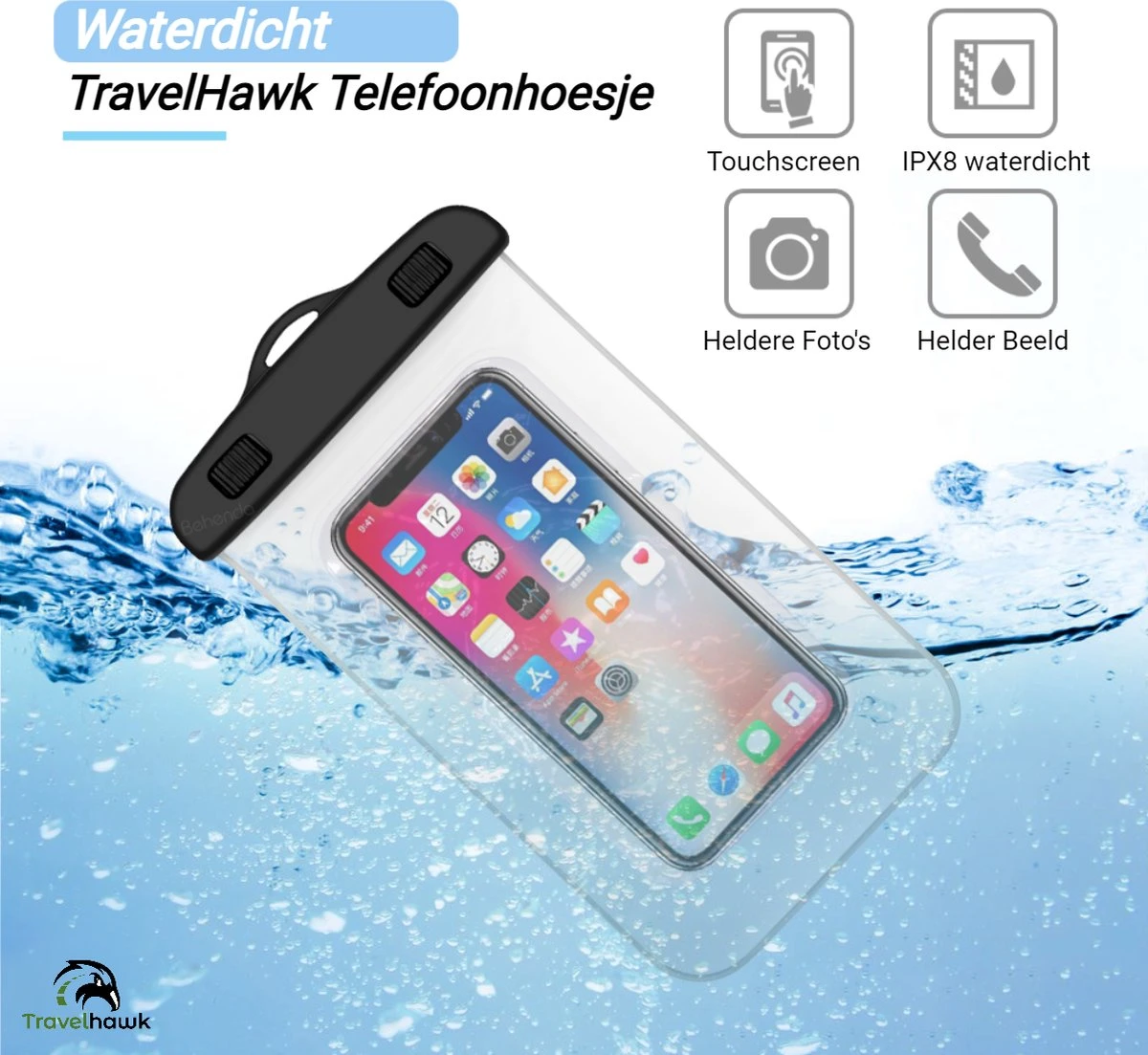 Travelhawk Waterdichte Telefoonhoesjes - Drybag Set Van 2 Stuks - Onderwater Hoesje Telefoon - Waterdichte Telefoonzakje - Geschikt Voor Alle Smartphones - Ook Voor Paspoort & Betaalpassen - Zwart 8 Travelhawk Waterdichte Telefoonhoesjes - Drybag Set Van 2 Stuks - Onderwater Hoesje Telefoon - Waterdichte Telefoonzakje - Geschikt Voor Alle Smartphones - Ook Voor Paspoort & Betaalpassen - Zwart - Afbeelding 6