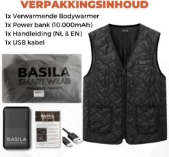 Basila® V-Hals Bodywarmer Met Powerbank - L - 8 Zones - Tot 60 °C - Thermo Kleding - Heated Vest - Elektrische Kleding - Thermo Vest - Verwarmde Vest - Verwarmde Kleding -Bol 1200x1111 2