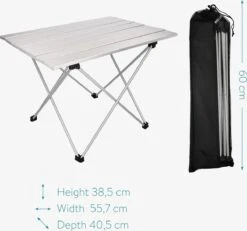 Navaris Campingtafel - Inklapbaar Campingtafeltje Van Aluminium - Opvouwbare Tafel Inclusief Draagtas - Picknicktafel - Zilver -Bol 1200x1120 1