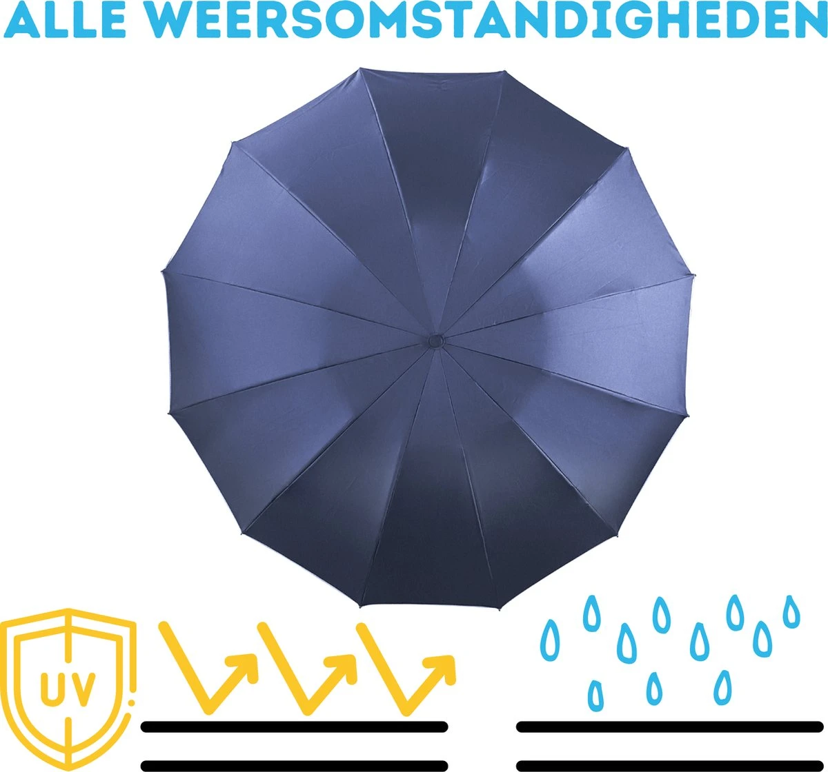 Stormparaplu - Paraplu - Opvouwbaar - Reflecterend - Automatisch Omgekeerd Uitklapsysteem - Windbestendig Tot 140 Km/h - Incl. Luxe Beschermhoes 11 Stormparaplu - Paraplu - Opvouwbaar - Reflecterend - Automatisch Omgekeerd Uitklapsysteem - Windbestendig Tot 140 Km/h - Incl. Luxe Beschermhoes - Afbeelding 9