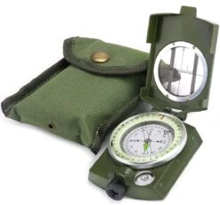 IBright Professionele Metalen Militaire Kompas - Inklapbaar - Waterproof - Schokbestendig - Kaart Kompas Met Kaartlezer - Met Opberg Etui