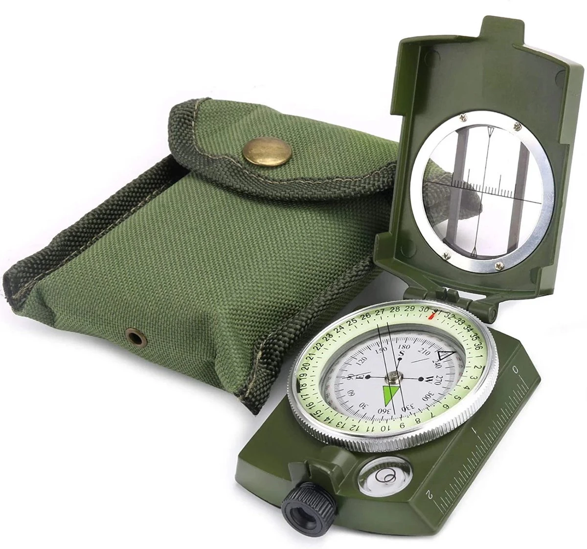IBright Professionele Metalen Militaire Kompas - Inklapbaar - Waterproof - Schokbestendig - Kaart Kompas Met Kaartlezer - Met Opberg Etui 3 IBright Professionele Metalen Militaire Kompas - Inklapbaar - Waterproof - Schokbestendig - Kaart Kompas Met Kaartlezer - Met Opberg Etui