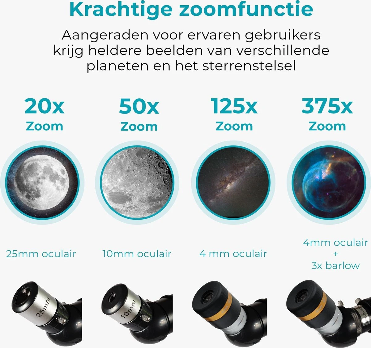 Vultus Telescoop - 375x Vergroting - Sterrenkijker Beginners / Volwassenen / Gevorderden - Inclusief E-boek Voor Beginners - Inclusief App - Inclusief Statief En Draagtas - Vultus - 50080 6 Vultus Telescoop - 375x Vergroting - Sterrenkijker Beginners / Volwassenen / Gevorderden - Inclusief E-boek Voor Beginners - Inclusief App - Inclusief Statief En Draagtas - Vultus - 50080 - Afbeelding 4