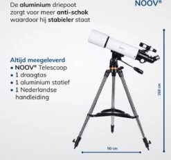 NOOV® - Telescoop – Sterrenkijker Volwassenen / Gevorderden – Sterrenkijker Kinderen – Extra Grote Lensopening 80mm –Rode Stipzoeker - Inclusief Anti-shock Statief & Stevige Draagtas -Bol 1200x1126 2