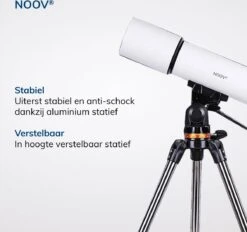 NOOV® - Telescoop – Sterrenkijker Volwassenen / Gevorderden – Sterrenkijker Kinderen – Extra Grote Lensopening 80mm –Rode Stipzoeker - Inclusief Anti-shock Statief & Stevige Draagtas -Bol 1200x1126
