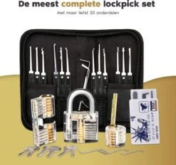 MyGoodz Lockpick Set 30 Delig – Meest Uitgebreid - Inlcusief Handleiding - Lock Pick Gereedschap Etui - Tools - Oefenslot Voor Beginners En Gevorderden – Survivalset - Cadeau Voor Mannen - Incl. Pocket Tools -Bol 1200x1128 2
