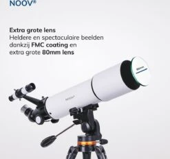 NOOV® - Telescoop – Sterrenkijker Volwassenen / Gevorderden – Sterrenkijker Kinderen – Extra Grote Lensopening 80mm –Rode Stipzoeker - Inclusief Anti-shock Statief & Stevige Draagtas -Bol 1200x1129 3