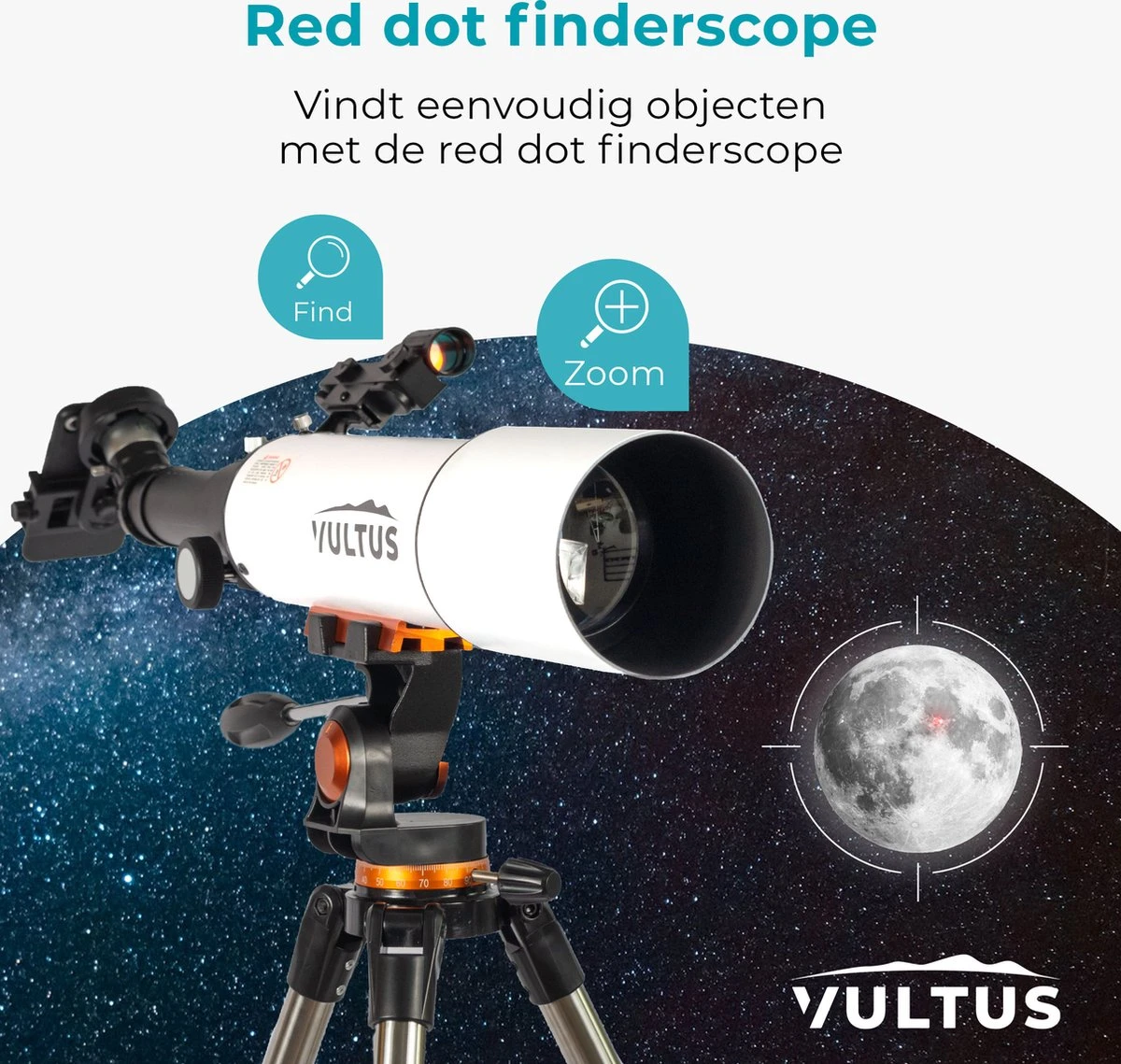 Vultus Telescoop - 375x Vergroting - Sterrenkijker Beginners / Volwassenen / Gevorderden - Inclusief E-boek Voor Beginners - Inclusief App - Inclusief Statief En Draagtas - Vultus - 50080 5 Vultus Telescoop - 375x Vergroting - Sterrenkijker Beginners / Volwassenen / Gevorderden - Inclusief E-boek Voor Beginners - Inclusief App - Inclusief Statief En Draagtas - Vultus - 50080 - Afbeelding 3