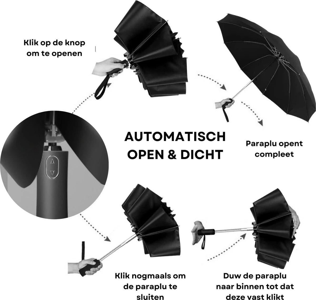Tamarow™ Automatische Opvouwbare Paraplu - Omgekeerd Design - Windproof - Lichtgewicht - Reflectie - Omgekeerd Design - Roze 8 Tamarow™ Automatische Opvouwbare Paraplu - Omgekeerd Design - Windproof - Lichtgewicht - Reflectie - Omgekeerd Design - Roze - Afbeelding 6