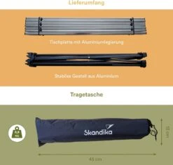 Skandika Ruka S Kleine Campingtafel – Campingtafels - Aluminium Campingtafel, Opvouwbaar, Zeer Licht, Eenvoudig Te Monteren, Stabiele Standaard - Opvouwtafel Voor Kamperen, Tenten Wandelen, Reizen, Thuis, Tuin – Tot Max. 20 Kg. - Grijs -Bol 1200x1143 1