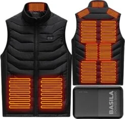 Basila® Elektrische Bodywarmer Met Powerbank - S/M - 11 Heating Zones - Tot 65°C - Thermo Kleding - Heated Vest - Elektrische Kleding - Thermo Vest - Verwarmde Vest - Verwarmde Bodywarmer