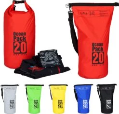Relaxdays Ocean Pack 20 Liter - Waterdichte Tas - Strandtas - Zeilen - Outdoor Plunjezak - Rood