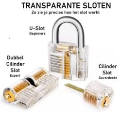PLAY IT Lockpick Set 32 Delig - 3 Sloten - Incl. Kleine Slot & 3 Opbergzakjes -Bol 1200x1145 3