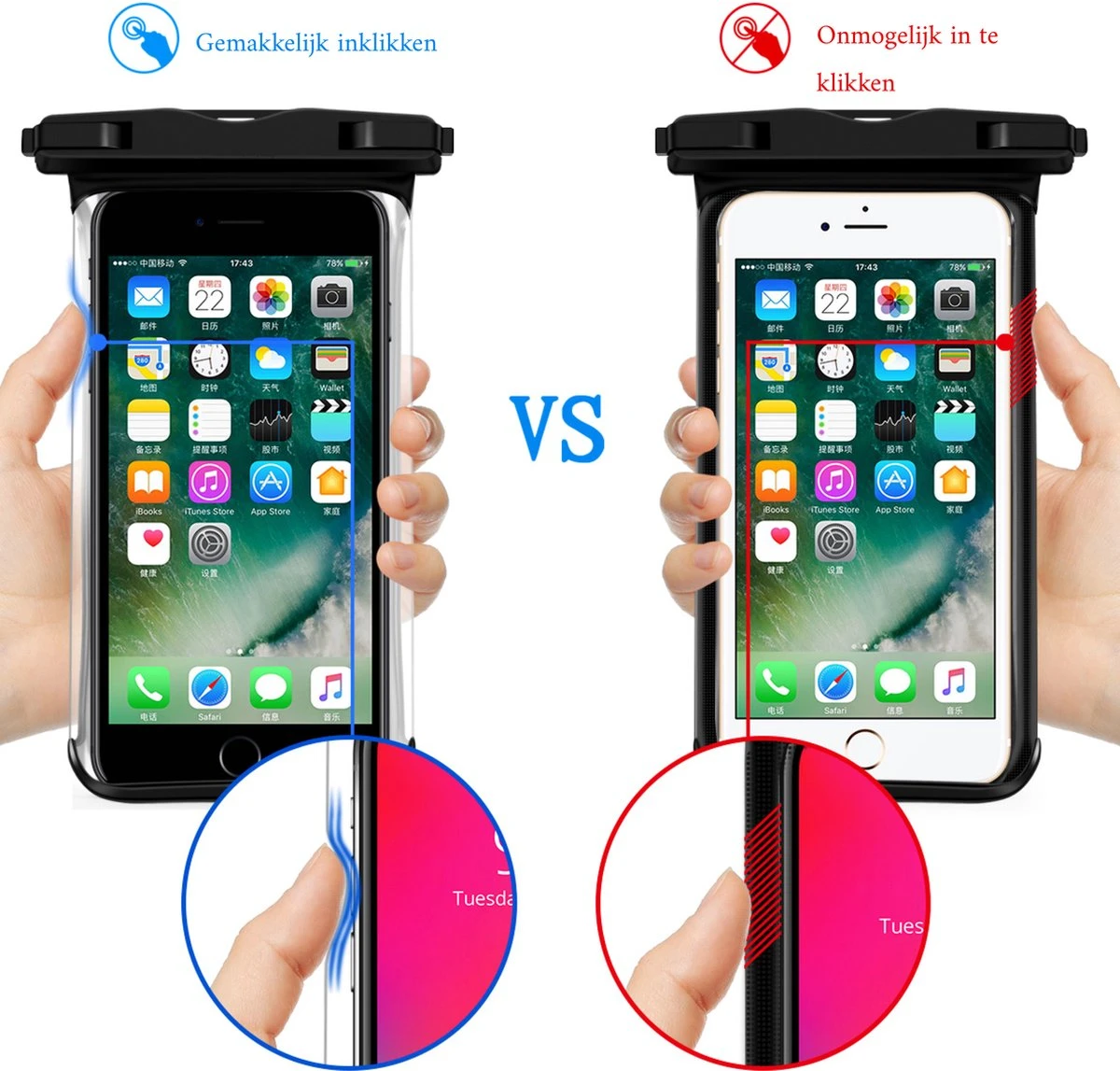 Merkloos Waterdichte Telefoonhoesjes- Zwart 4 Stuks- Alle Telefoons Beschikbaar- Telefoonzakje 4 Merkloos Waterdichte Telefoonhoesjes- Zwart 4 Stuks- Alle Telefoons Beschikbaar- Telefoonzakje - Afbeelding 2