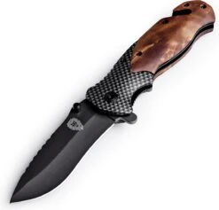 Survival Zakmes Outdoor – 1 Hand Open Systeem En Broekclip – 20.5 CM Vouwmes – RVS – Lion Gear KN-01