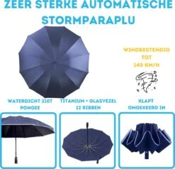 Stormparaplu - Paraplu - Opvouwbaar - Reflecterend - Automatisch Omgekeerd Uitklapsysteem - Windbestendig Tot 140 Km/h - Incl. Luxe Beschermhoes 14 Stormparaplu - Paraplu - Opvouwbaar - Reflecterend - Automatisch Omgekeerd Uitklapsysteem - Windbestendig Tot 140 Km/h - Incl. Luxe Beschermhoes -Bol 1200x1156 7