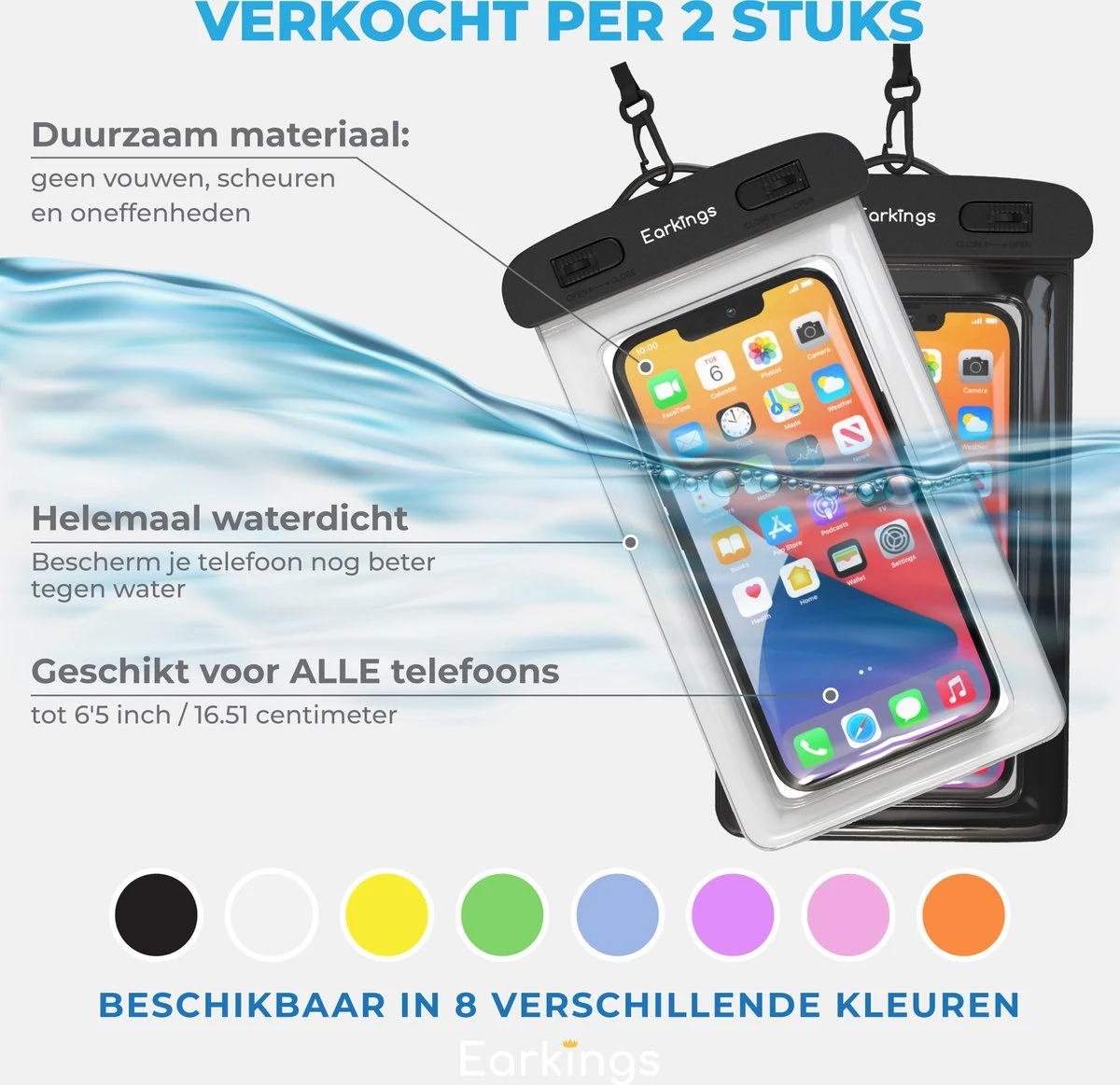 Waterdichte Telefoonhoesjes - Drybag Set Van 2 Stuks - Onderwater Hoesje Telefoon Voor Alle Telefoons - Waterdicht Telefoonhoesje Earkings - Zwart & Wit 9 Waterdichte Telefoonhoesjes - Drybag Set Van 2 Stuks - Onderwater Hoesje Telefoon Voor Alle Telefoons - Waterdicht Telefoonhoesje Earkings - Zwart & Wit - Afbeelding 7