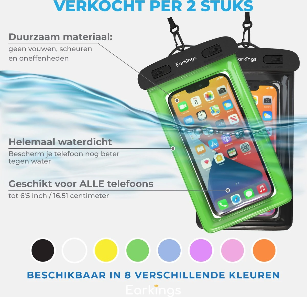 Waterdichte Telefoonhoesjes - Drybag Set Van 2 Stuks - Onderwater Hoesje Telefoon Voor Alle Telefoons - Waterdicht Telefoonhoesje Earkings - Zwart & Groen 9 Waterdichte Telefoonhoesjes - Drybag Set Van 2 Stuks - Onderwater Hoesje Telefoon Voor Alle Telefoons - Waterdicht Telefoonhoesje Earkings - Zwart & Groen - Afbeelding 7