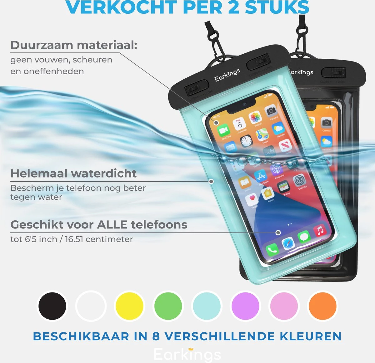 Waterdichte Telefoonhoesjes - Drybag Set Van 2 Stuks - Onderwater Hoesje Telefoon Voor Alle Telefoons - Waterdicht Telefoonhoesje Earkings - Zwart & Blauw 9 Waterdichte Telefoonhoesjes - Drybag Set Van 2 Stuks - Onderwater Hoesje Telefoon Voor Alle Telefoons - Waterdicht Telefoonhoesje Earkings - Zwart & Blauw - Afbeelding 7