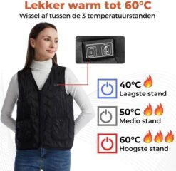 Basila® V-Hals Bodywarmer Met Powerbank - L - 8 Zones - Tot 60 °C - Thermo Kleding - Heated Vest - Elektrische Kleding - Thermo Vest - Verwarmde Vest - Verwarmde Kleding -Bol 1200x1164