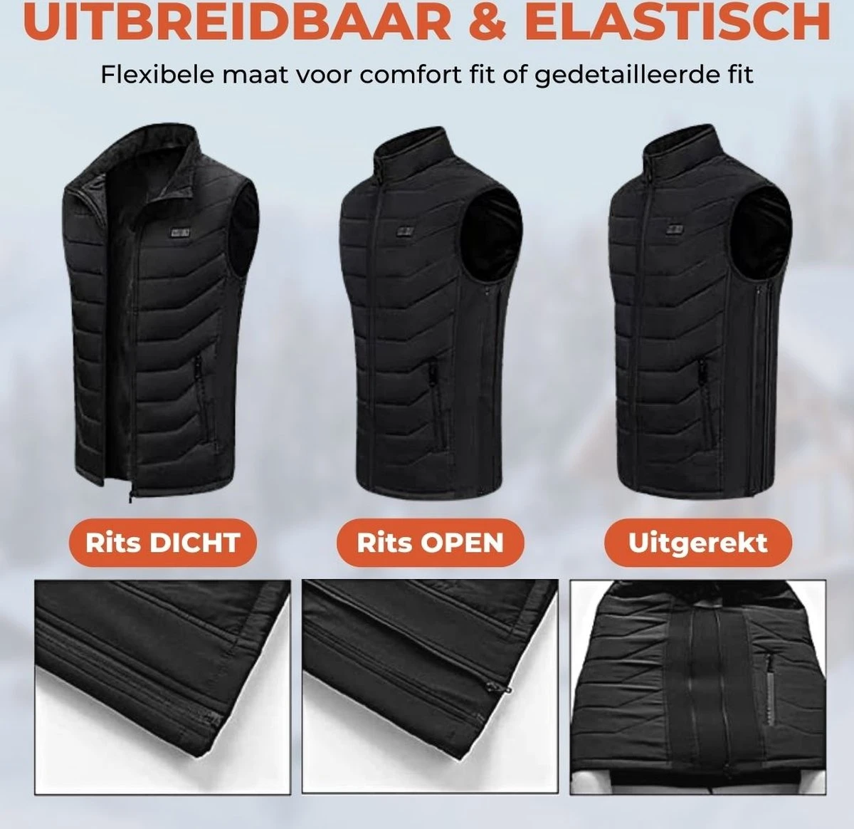 Basila® Elektrische Bodywarmer Met Powerbank - S/M - 11 Heating Zones - Tot 65°C - Thermo Kleding - Heated Vest - Elektrische Kleding - Thermo Vest - Verwarmde Vest - Verwarmde Bodywarmer 8 Basila® Elektrische Bodywarmer Met Powerbank - S/M - 11 Heating Zones - Tot 65°C - Thermo Kleding - Heated Vest - Elektrische Kleding - Thermo Vest - Verwarmde Vest - Verwarmde Bodywarmer - Afbeelding 6