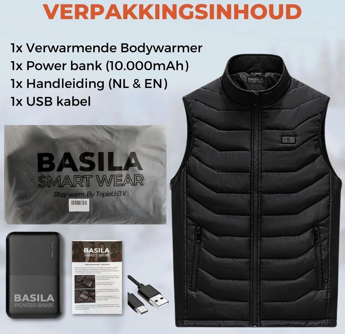 Basila® Elektrische Bodywarmer Met Powerbank - S/M - 11 Heating Zones - Tot 65°C - Thermo Kleding - Heated Vest - Elektrische Kleding - Thermo Vest - Verwarmde Vest - Verwarmde Bodywarmer 12 Basila® Elektrische Bodywarmer Met Powerbank - S/M - 11 Heating Zones - Tot 65°C - Thermo Kleding - Heated Vest - Elektrische Kleding - Thermo Vest - Verwarmde Vest - Verwarmde Bodywarmer - Afbeelding 10