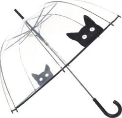 Smati Chat Stormparaplu - Transparent - Auto Open - ø 85 Cm - Chat Cat Zwart