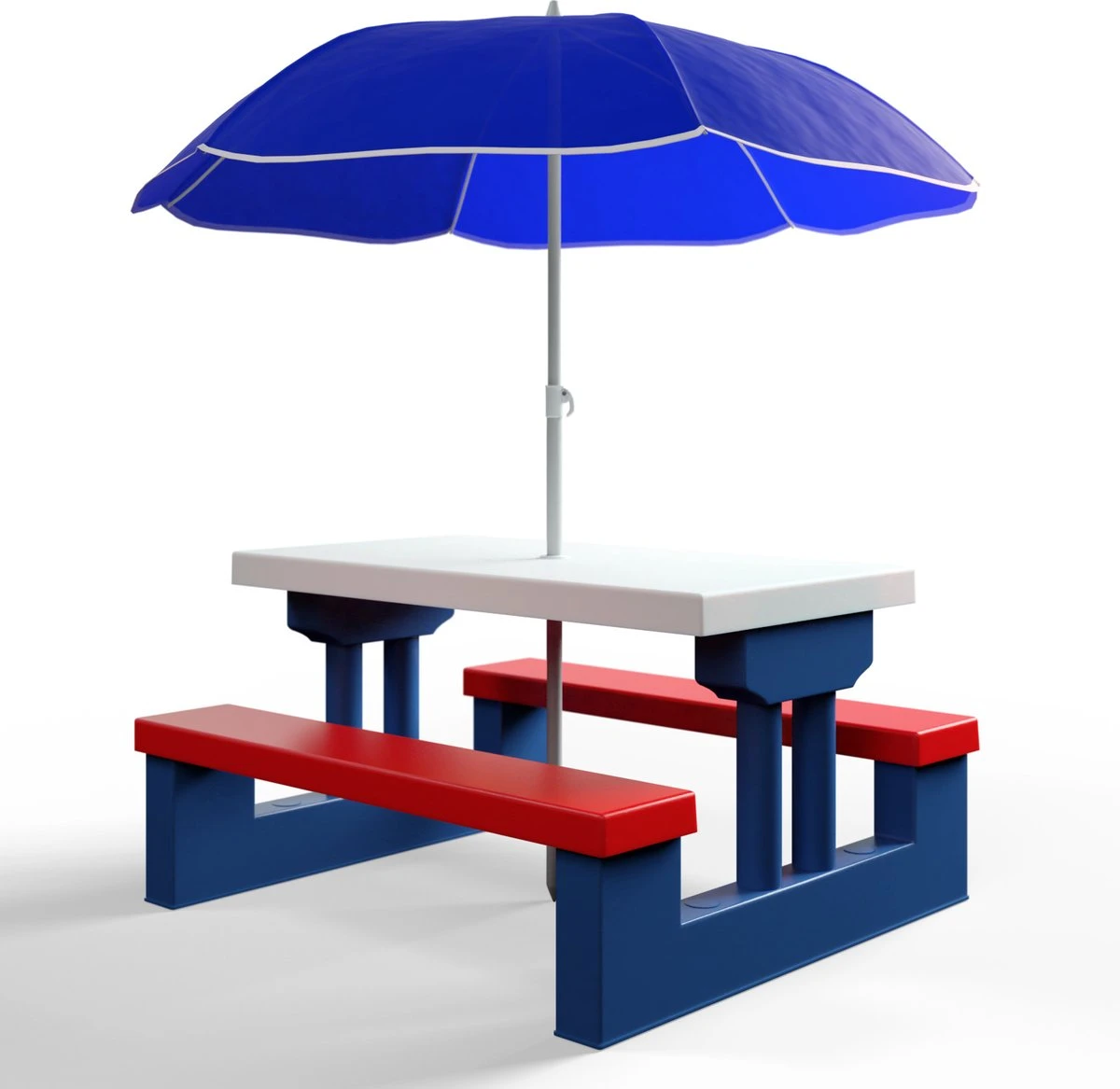 Merkloos Kinder Picknicktafel Met Parasol - Blauw 9 Merkloos Kinder Picknicktafel Met Parasol - Blauw - Afbeelding 7