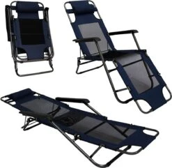 Ligstoel 180x60cm - Opvouwbaar Campingstoel Ligbed Strandstoel Tuinstoel Vouwligstoel Blauw -Bol 1200x1169