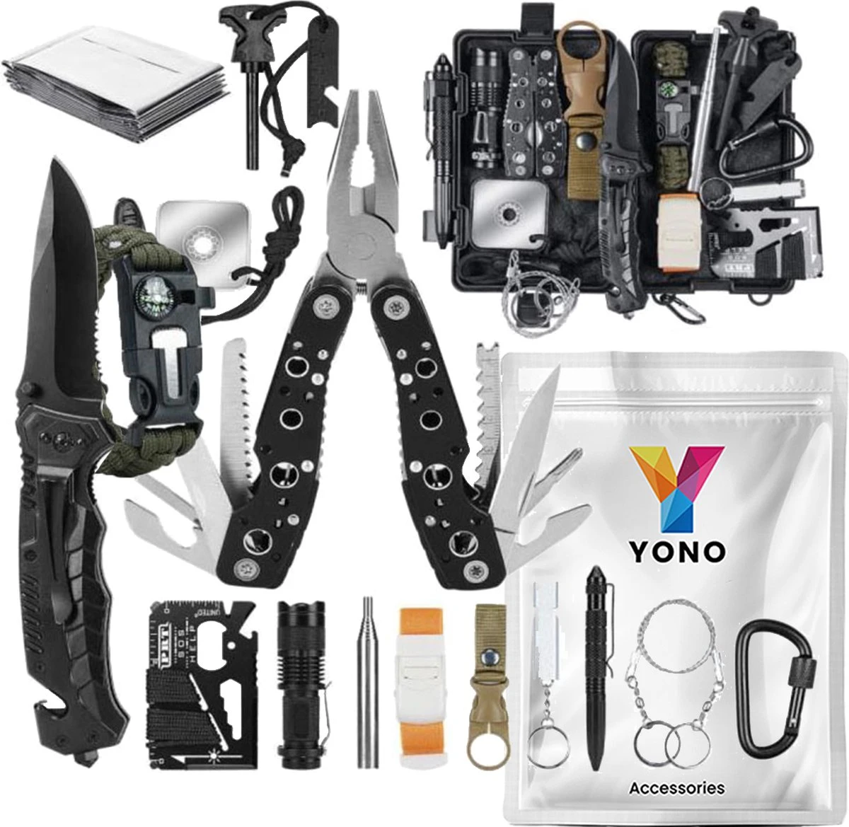 YONO Survival Kit Outdoor - Armband - Zakmes - Zaklamp - Vuurstarter - Kompas En Meer - XL Set 5 YONO Survival Kit Outdoor - Armband - Zakmes - Zaklamp - Vuurstarter - Kompas En Meer - XL Set - Afbeelding 3