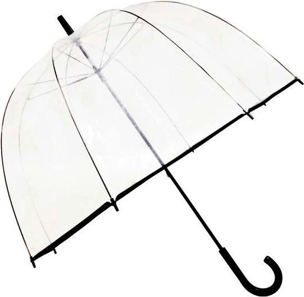 Smati Big Cloche Paraplu - Transparant - Stormbestendig - Zwart - Ø81cm 3 Smati Big Cloche Paraplu - Transparant - Stormbestendig - Zwart - Ø81cm