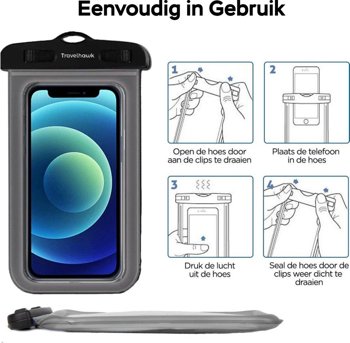 Travelhawk Waterdichte Telefoonhoesjes - Onderwater Hoesje Telefoon - Waterdichte Telefoonzakje - Geschikt Voor Alle Smartphones - Ook Voor Paspoort & Betaalpassen - Zwart 10 Travelhawk Waterdichte Telefoonhoesjes - Onderwater Hoesje Telefoon - Waterdichte Telefoonzakje - Geschikt Voor Alle Smartphones - Ook Voor Paspoort & Betaalpassen - Zwart - Afbeelding 8