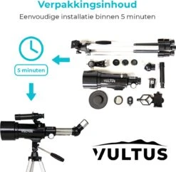 Vultus Telescoop - 200x Vergroting - Sterrenkijker Volwassenen / Gevorderden - Inclusief Statief En Draagtas - Vultus - 40070 -Bol 1200x1175
