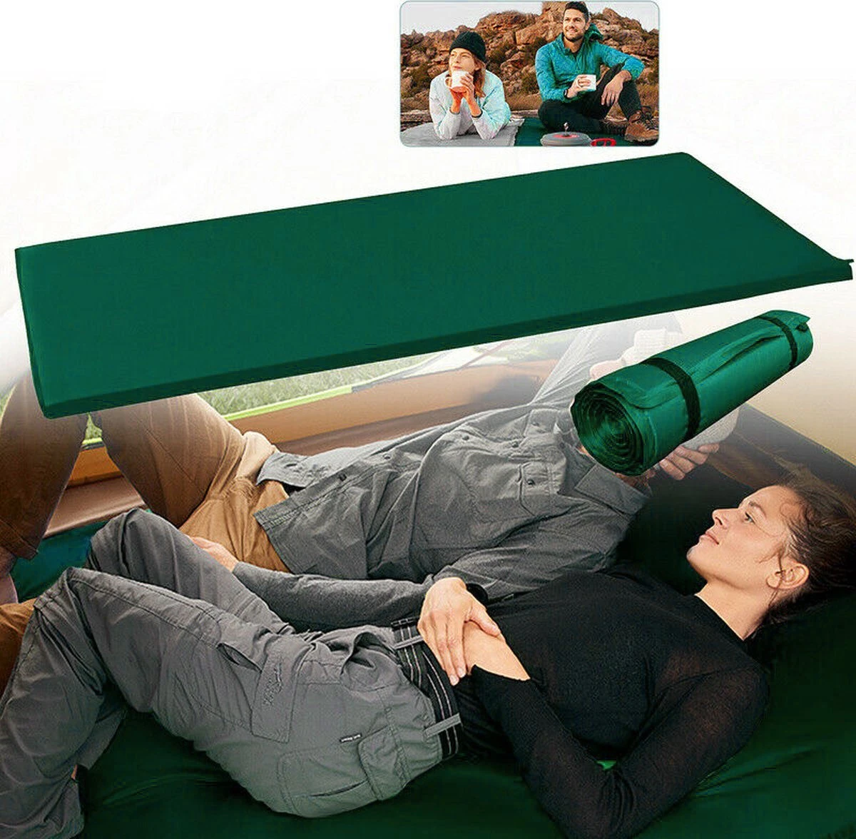 HikeMeister- Slaapmat - 200x 66 X 10 Cm - Zelfopblazend - 1 Persoons - Groen 6 HikeMeister- Slaapmat - 200x 66 X 10 Cm - Zelfopblazend - 1 Persoons - Groen - Afbeelding 4