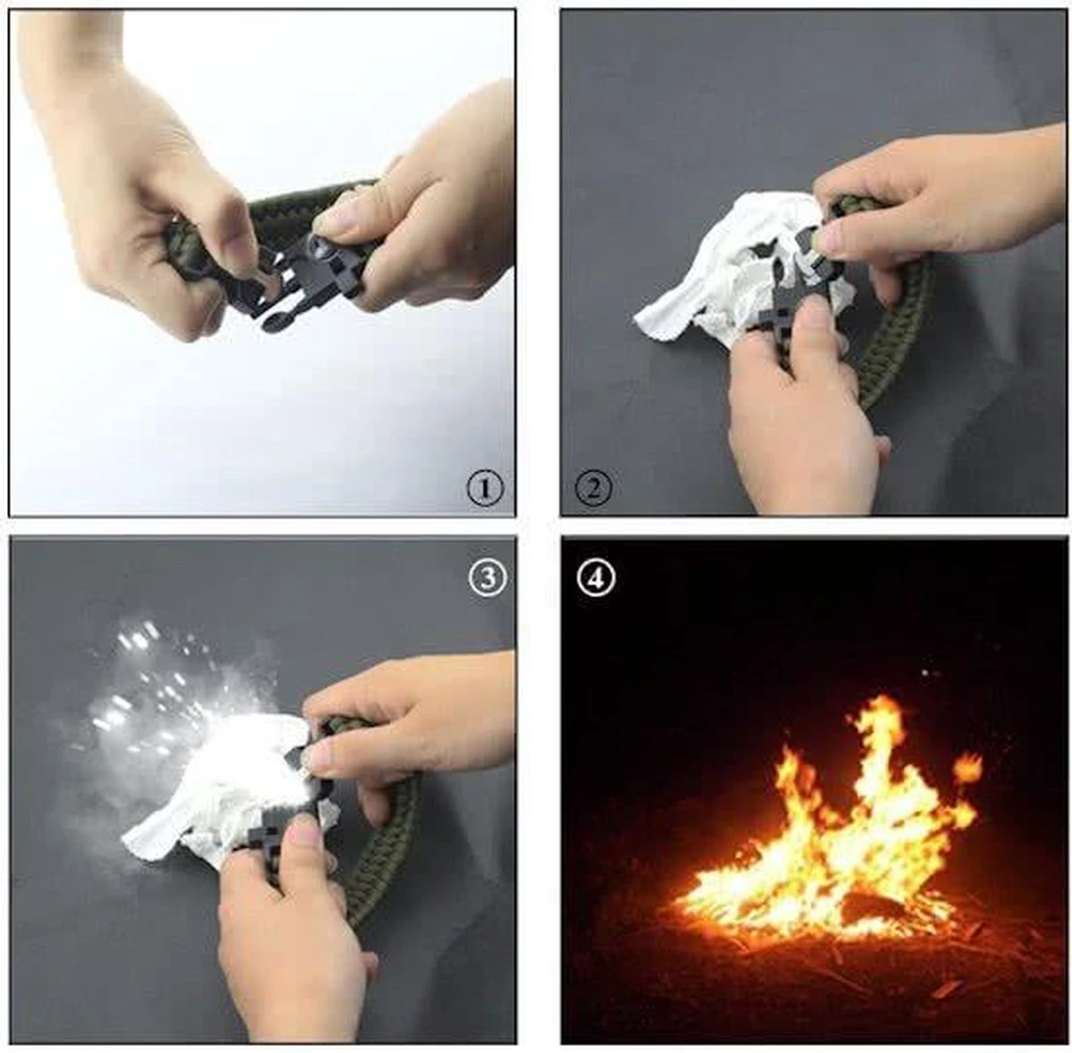 Merkloos Paracord Bracelet Armband 5 In 1 Outdoor Survival - Magnesium Stick, Kompas, Paracord 4 Merkloos Paracord Bracelet Armband 5 In 1 Outdoor Survival - Magnesium Stick, Kompas, Paracord - Afbeelding 2