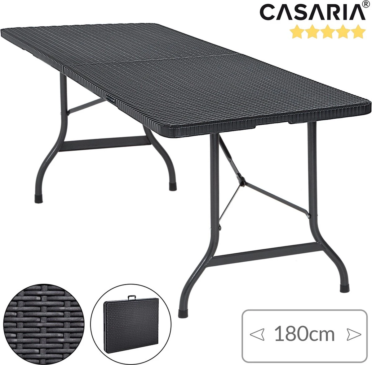 Casaria Tuintafel Opvouwbaar – Met Draaggreep 180x75 Cm – Zwart 5 Casaria Tuintafel Opvouwbaar – Met Draaggreep 180x75 Cm – Zwart - Afbeelding 3