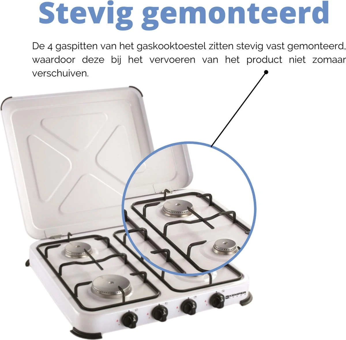 Kemper Gas Kooktoestel - Campingkooktoestel - Set Met 4 Branders - Gas - 4650W 6 Kemper Gas Kooktoestel - Campingkooktoestel - Set Met 4 Branders - Gas - 4650W - Afbeelding 4
