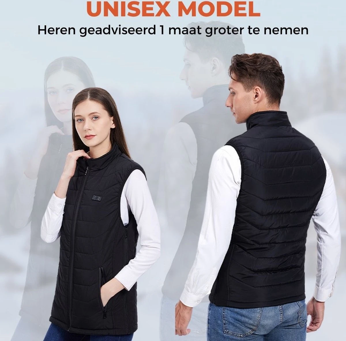 Basila® Elektrische Bodywarmer Met Powerbank - S/M - 11 Heating Zones - Tot 65°C - Thermo Kleding - Heated Vest - Elektrische Kleding - Thermo Vest - Verwarmde Vest - Verwarmde Bodywarmer 7 Basila® Elektrische Bodywarmer Met Powerbank - S/M - 11 Heating Zones - Tot 65°C - Thermo Kleding - Heated Vest - Elektrische Kleding - Thermo Vest - Verwarmde Vest - Verwarmde Bodywarmer - Afbeelding 5