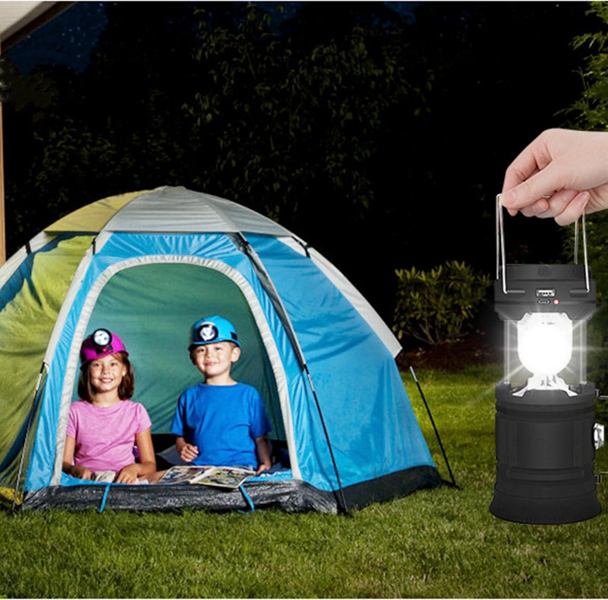 Merkloos Xtraworks - Multifunctionele Solar LED Campinglamp Met Handvatten - IPX 45 Waarde, USB-lader En Powerbank - Mat Zwart 7 Merkloos Xtraworks - Multifunctionele Solar LED Campinglamp Met Handvatten - IPX 45 Waarde, USB-lader En Powerbank - Mat Zwart - Afbeelding 5