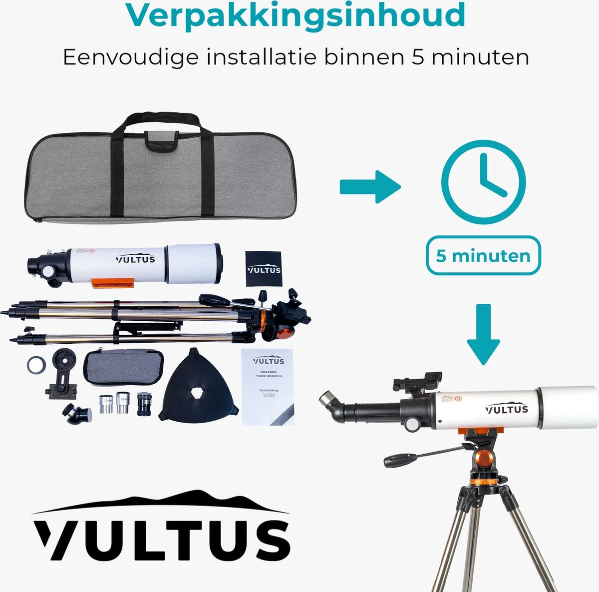Vultus Telescoop - 375x Vergroting - Sterrenkijker Beginners / Volwassenen / Gevorderden - Inclusief E-boek Voor Beginners - Inclusief App - Inclusief Statief En Draagtas - Vultus - 50080 11 Vultus Telescoop - 375x Vergroting - Sterrenkijker Beginners / Volwassenen / Gevorderden - Inclusief E-boek Voor Beginners - Inclusief App - Inclusief Statief En Draagtas - Vultus - 50080 - Afbeelding 9