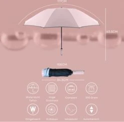 Tamarow™ Automatische Opvouwbare Paraplu - Omgekeerd Design - Windproof - Lichtgewicht - Reflectie - Omgekeerd Design - Roze 11 Tamarow™ Automatische Opvouwbare Paraplu - Omgekeerd Design - Windproof - Lichtgewicht - Reflectie - Omgekeerd Design - Roze -Bol 1200x1186 11
