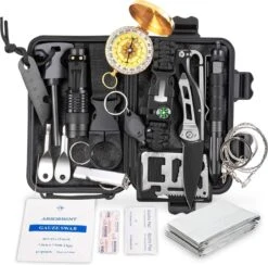 Merkloos Survival Kit Outdoor – Survival Spullen Set – Mes - Kompas - 18 Delig