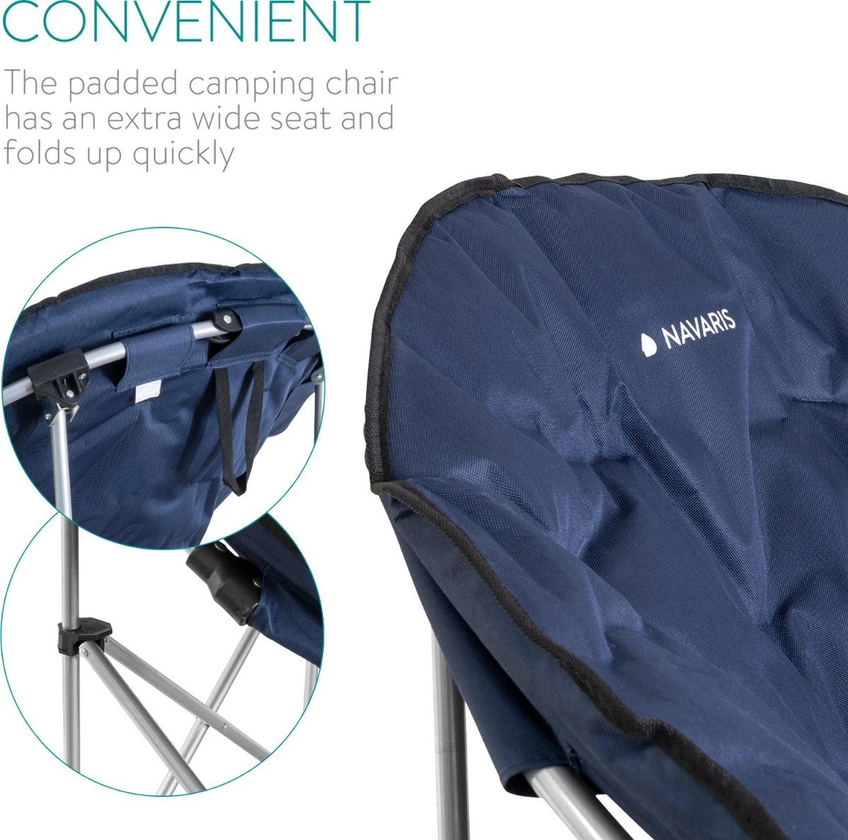 Navaris Klapstoel Met Draagtas - Campingstoel - Draagbare Stoel Voor Kamperen, Festivals En Vissen - Strandstoel - Inklapbaar - Donkerblauw 5 Navaris Klapstoel Met Draagtas - Campingstoel - Draagbare Stoel Voor Kamperen, Festivals En Vissen - Strandstoel - Inklapbaar - Donkerblauw - Afbeelding 3