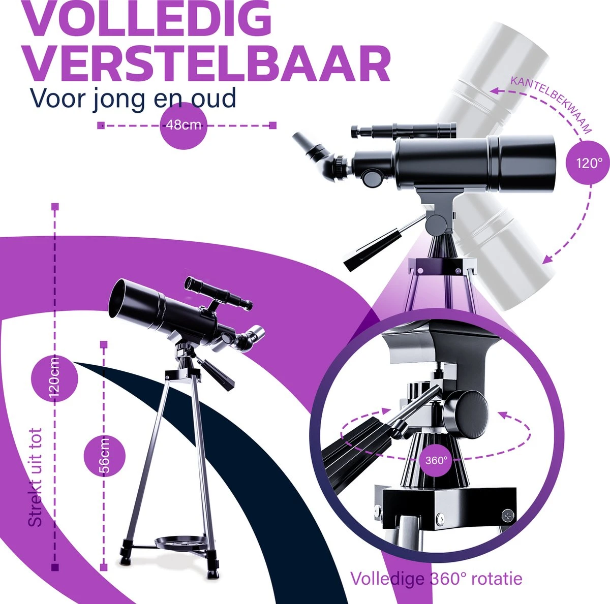 Telescoop - Sterrenkijker - Astronomie - Nachtkijker - Sterrenkunde - Waterproof - Geschikt Voor Volwassenen En Kinderen 6 Telescoop - Sterrenkijker - Astronomie - Nachtkijker - Sterrenkunde - Waterproof - Geschikt Voor Volwassenen En Kinderen - Afbeelding 4