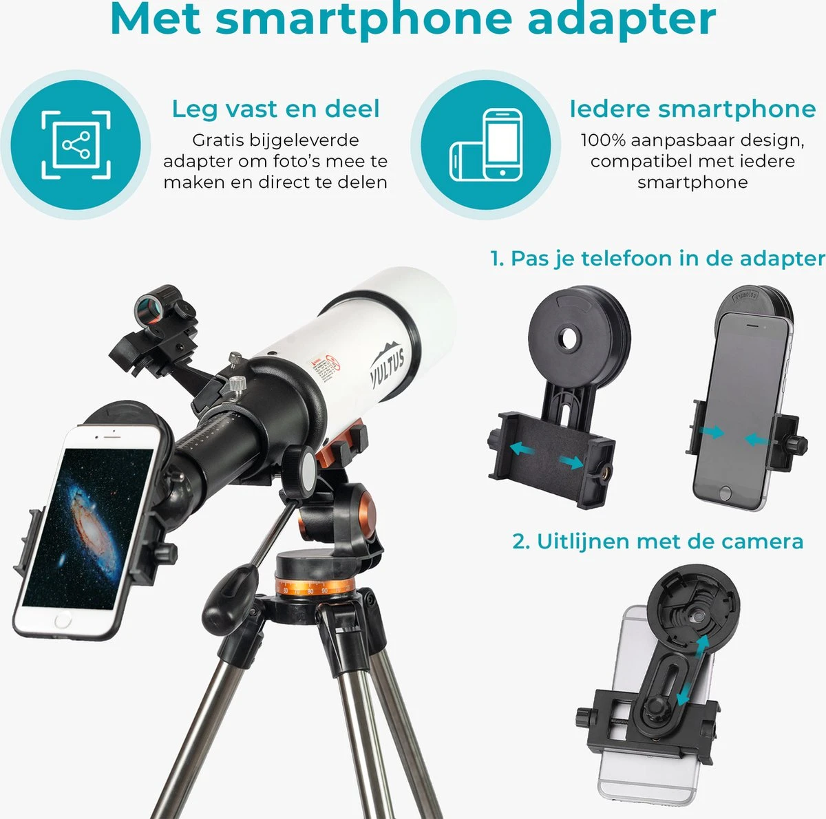 Vultus Telescoop - 375x Vergroting - Sterrenkijker Beginners / Volwassenen / Gevorderden - Inclusief E-boek Voor Beginners - Inclusief App - Inclusief Statief En Draagtas - Vultus - 50080 8 Vultus Telescoop - 375x Vergroting - Sterrenkijker Beginners / Volwassenen / Gevorderden - Inclusief E-boek Voor Beginners - Inclusief App - Inclusief Statief En Draagtas - Vultus - 50080 - Afbeelding 6